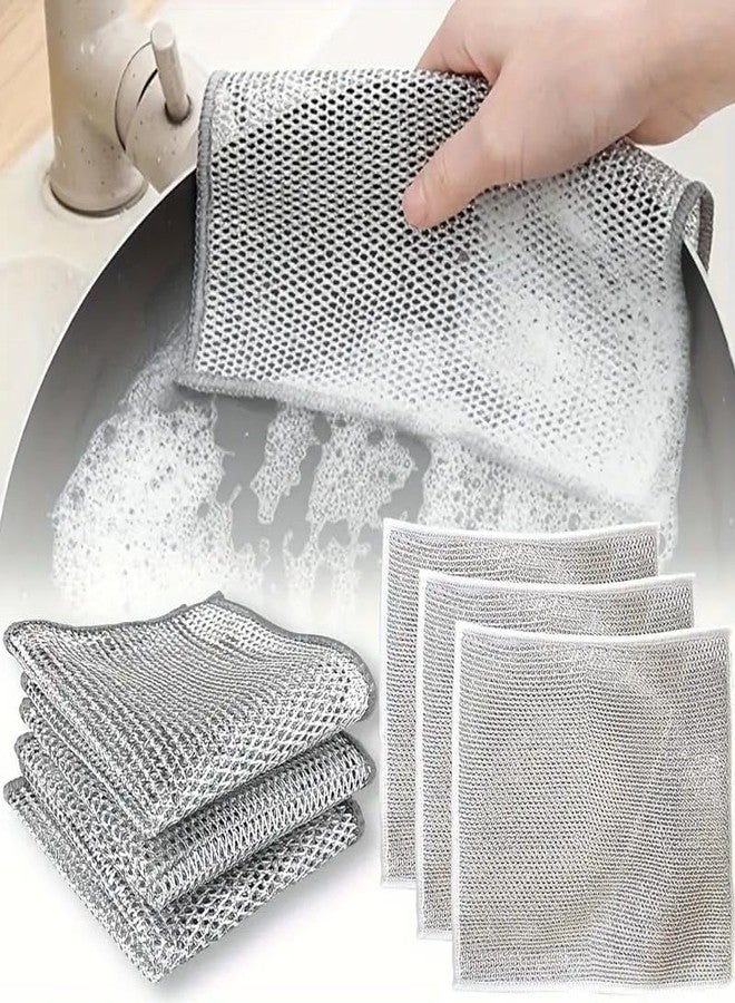 SPELLWISH Non Scratch Wire Dishcloth, Multipurpose Wire Dishwashing Rag for Wet and Dry, Multifunctional Dish Rags for Washing Dishes, Reusable Steel Wool Scrubber for Kitchen Cleaning (3) - Image 1